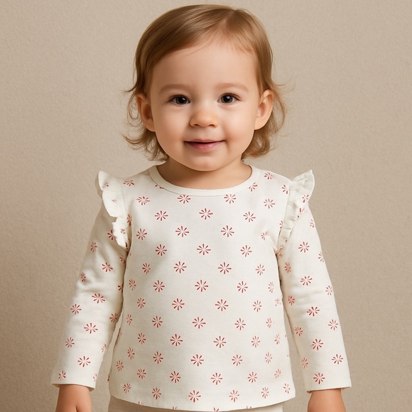 Aspen Kids Ruffle Shoulder Long Sleeve Top 24M - Picture 1 of 8